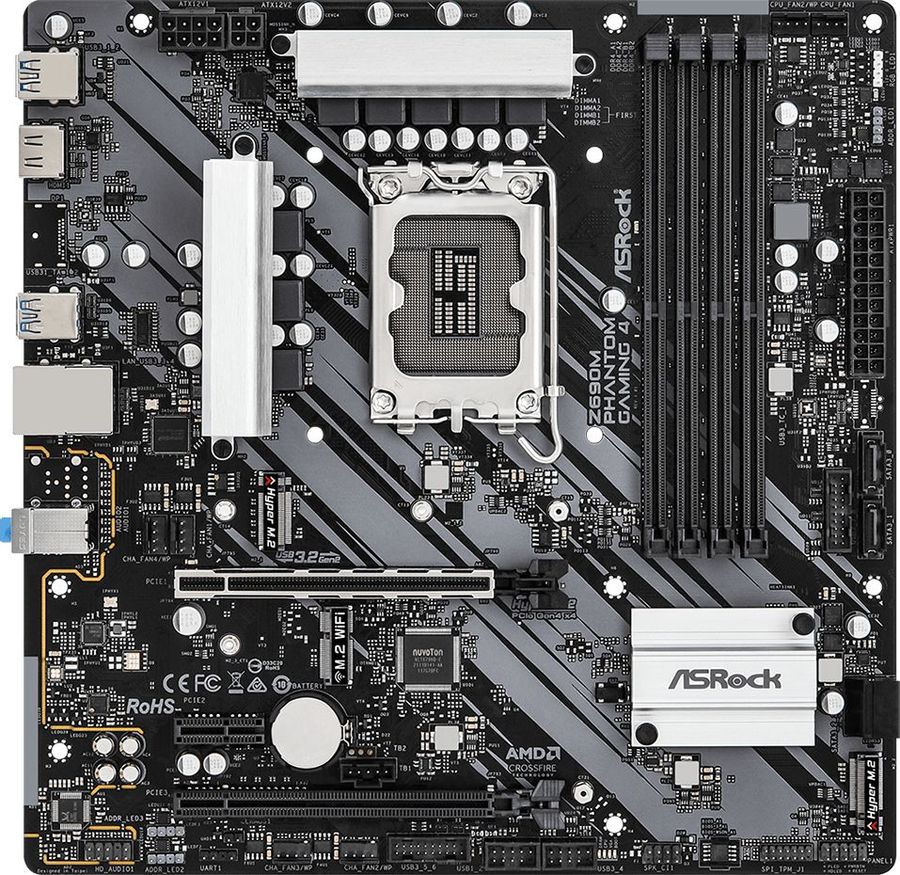 Мат. плата LGA 1700 (mATX) ASROCK Z690M PHANTOM GAMING 4 (4xDDR4, HDMI ...